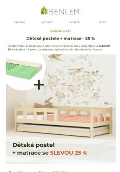 🛌 Dětské postele + matrace SE SLEVOU 25 %