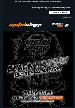 Black Monday: 15% SLEVA NA VŠE! 🖤