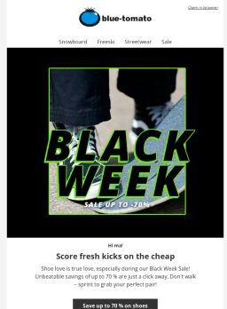 Shoes for less in our Black Week Sale