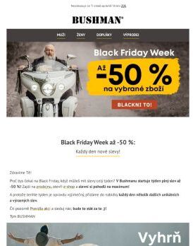 Black Friday se slevami až -50 %.