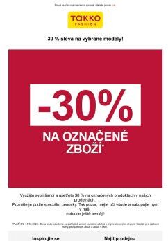 Sleva 30 %  na označené zboží ve Vaší prodejně