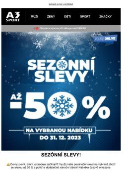 Využijte SEZÓNÍ SLEVY v e-shopu A3 Sport na vybrané produkty až do -50 %!