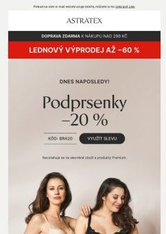 Podprsenky −20 % a až 60% slevy lednového výprodeje.