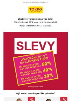 Výprodej: zajistěte si dodatečnou slevu 50 % na zlevněné zboží!