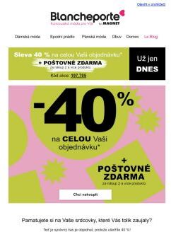 Doručení zdarma i sleva 40 % se dnes loučí...