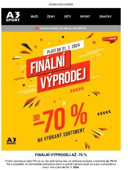 FINÁLNÍ VÝPRODEJ v e-shopu A3 Sport na vybrané produkty až -70 %!