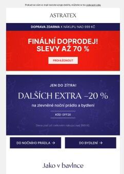 Dalších extra −20 % na zlevněné noční prádlo a bydlení.