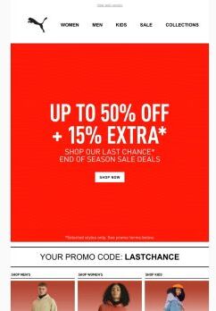 ENDS SOON: Up To 50% OFF + 15% EXTRA*