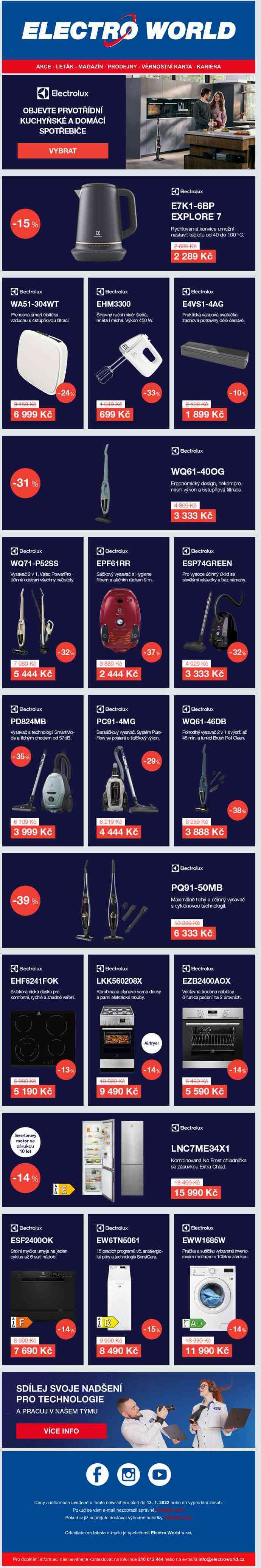 Kuchyňské a domácí spotřebiče Electrolux za akční ceny, vyberte si.