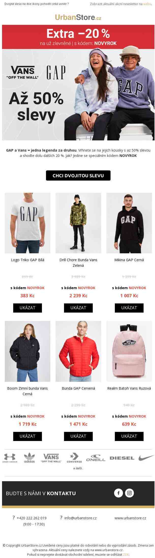 🔥 GAP & Vans: Až −50 % + 20% extra sleva na slevy