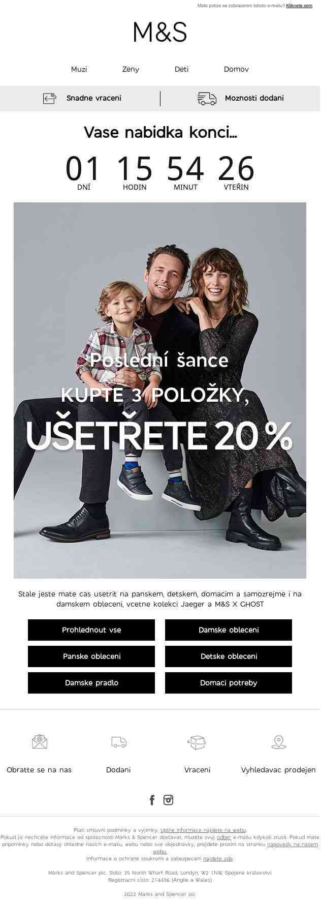 Končí dnes: Kupte 3 položky, ušetřete 20 %