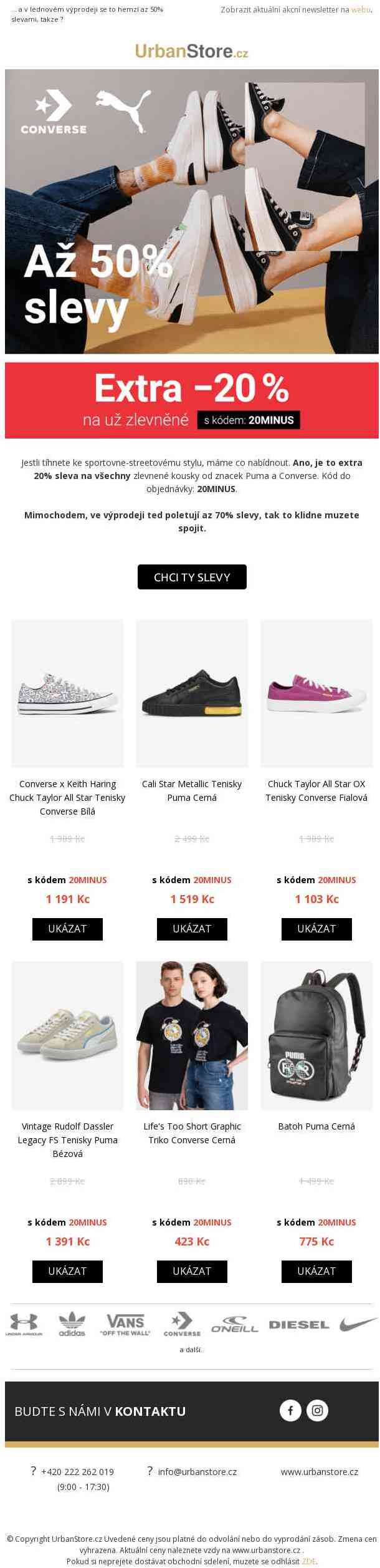 ⭐Puma & Converse: Extra −20 % na zlevněné kousky⭐