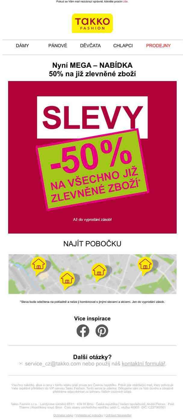 Nepropásněte – sleva 50% na již zlevněné zboží