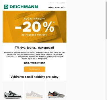 💥 Noční nákupy: -20 % na tenisky... pouze online!