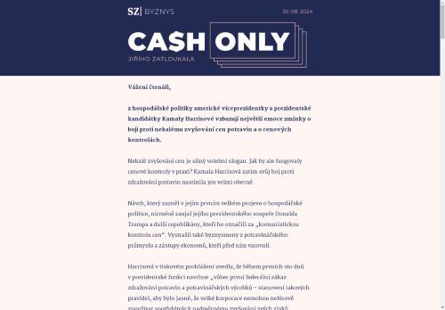 Cash Only: Kamala Harrisová jde do boje proti nekalému zvyšování cen.