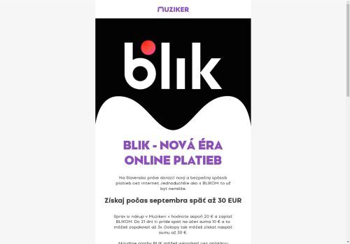 Vyskúšaj BLIK a získaj späť až 30 EUR