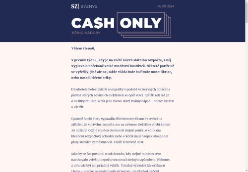 Cash Only: Solární baroni rozpočet nespasí, zelené miliardy zaplatí všichni.