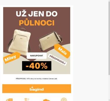 UŽ JEN DNES sleva 40% na novinky! ⏰