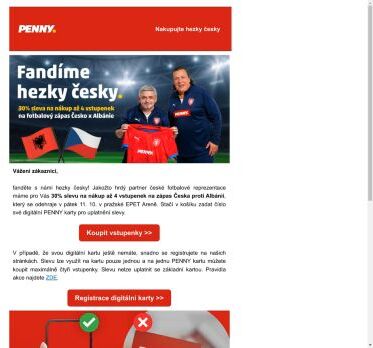 ⚽ Fanděte Česku na dalším zápase s 30 % slevou! 🏆