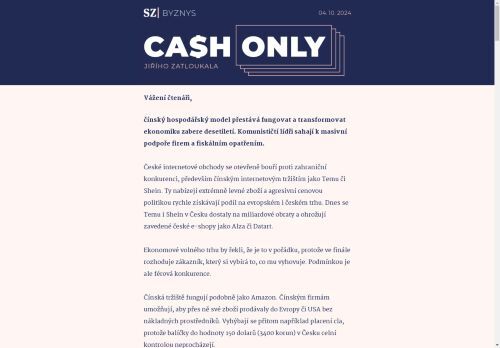 Cash Only: Čínská ekonomika v ohrožení. Drtí ji nízká spotřeba a deflace.