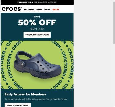 Just for Crocs Club Members: SAVE early with up to 50% off