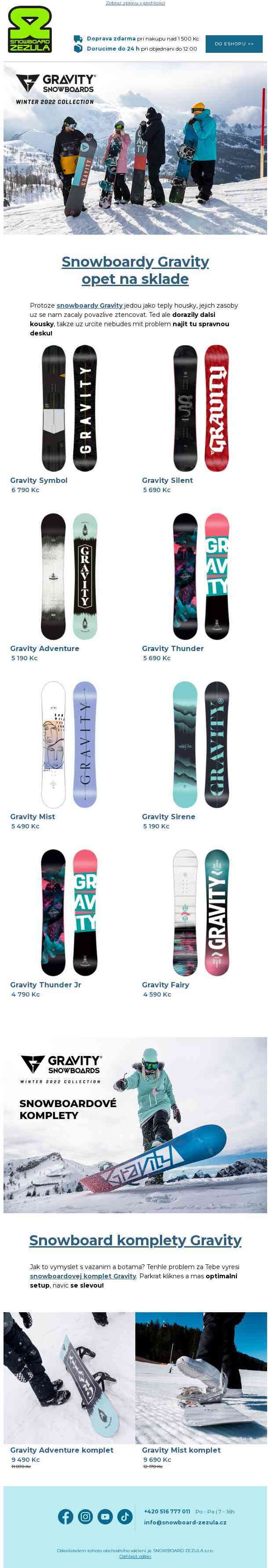 Doplňujeme zásoby snowboardů Gravity!