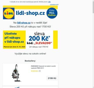 lidl-shop.cz | Ušetřete 200 Kč při nákupu v lidl-shop.cz s kódem „Sleva200“.