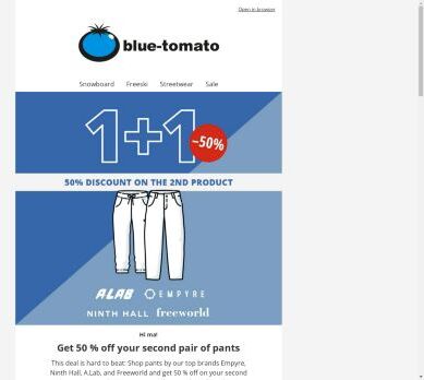 Pants Promo: Save 50 % on your second item!