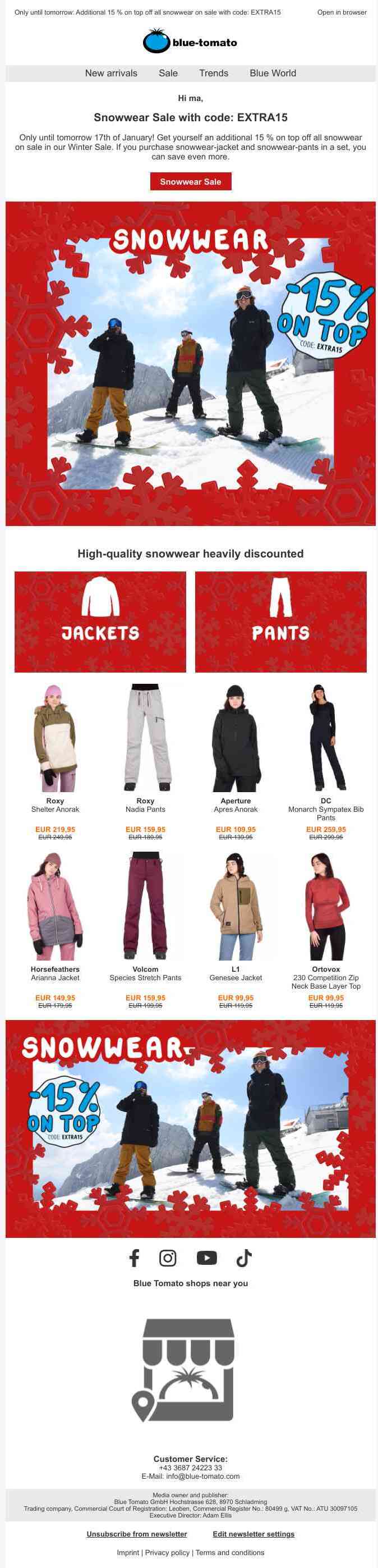 LAST CHANCE: SNOWWEAR SALE