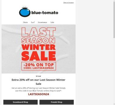 -20% off on top of our Last Season Winter Sale