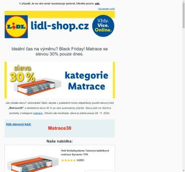 lidl-shop.cz | Black Friday! Všechny matrace se slevou 30 %.