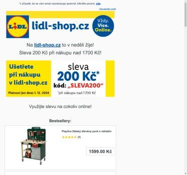 lidl-shop.cz | Ušetřete 200 Kč při nákupu v lidl-shop.cz s kódem „Sleva200“.