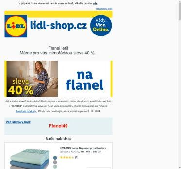 lidl-shop.cz | Pouze dnes sleva 40 % na vybrané flanelové zboží.