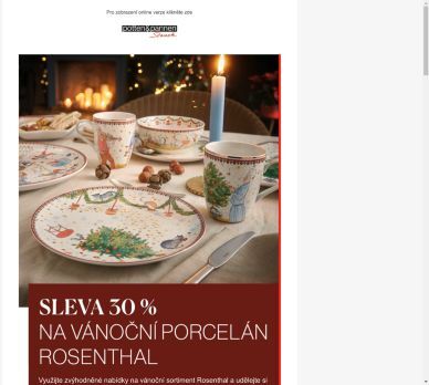 30% sleva na vánoční porcelán Rosenthal.