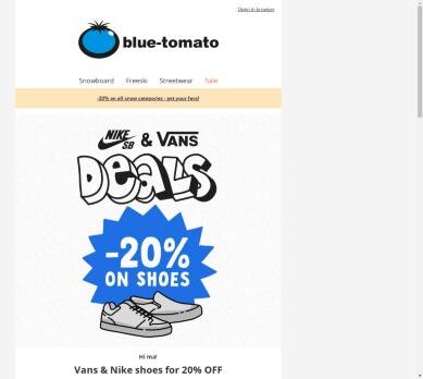 20% OFF Vans & Nike shoes! 👟