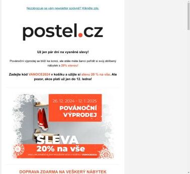 Povánoční výprodej se blíží ke konci – stihněte slevu 20 % na vše!