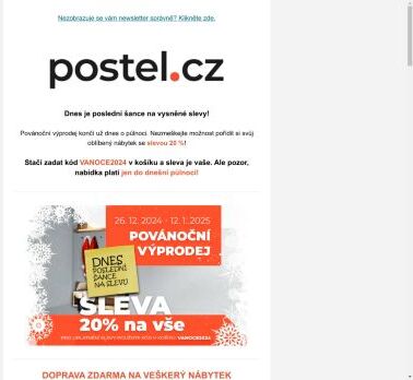 Už jen dnes – 20% sleva na váš vysněný nábytek!