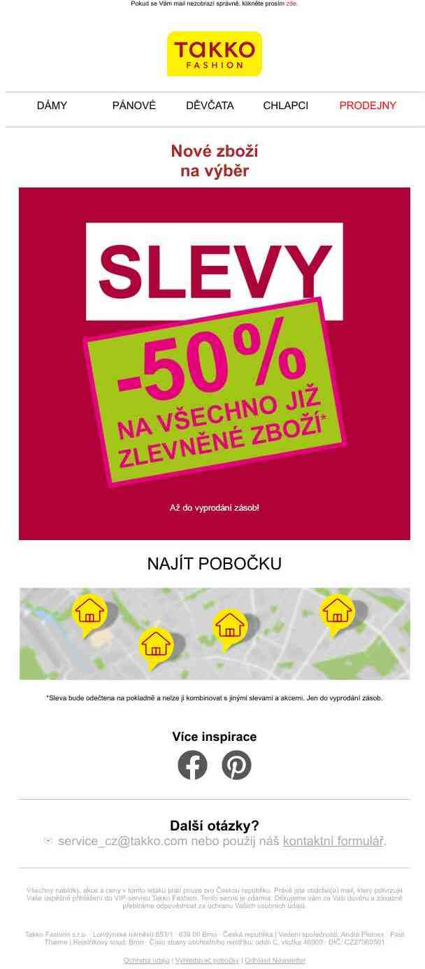 Extra sleva 50% na ještě více zlevněného zboží