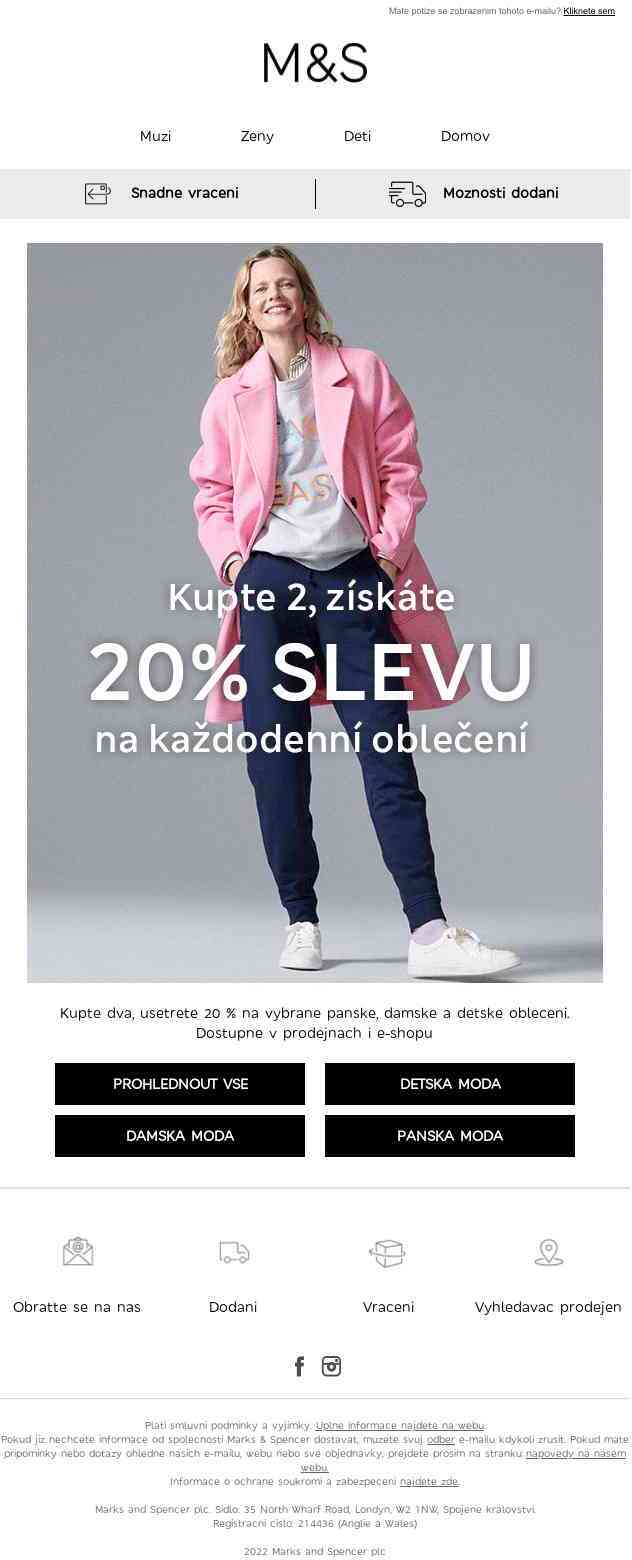 Kupte 2, získáte 20% slevu na každodenní oblečení