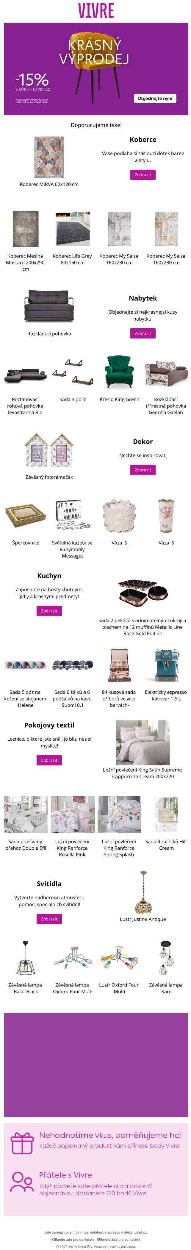 Pokud je to Krásný Výprodej, je to láska na první pohled! Objevte své oblíbené produkty s -15% ❣️