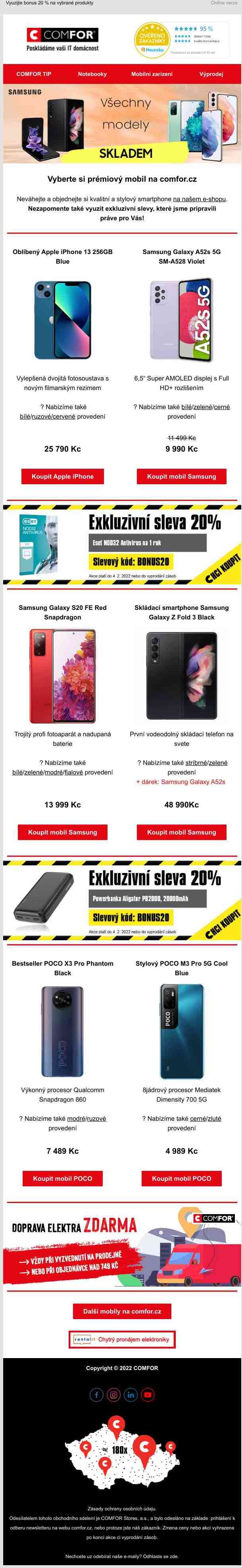 Nejoblíbenější chytré telefony na comfor.cz najdete v tomto mailu. A pár slev navíc...