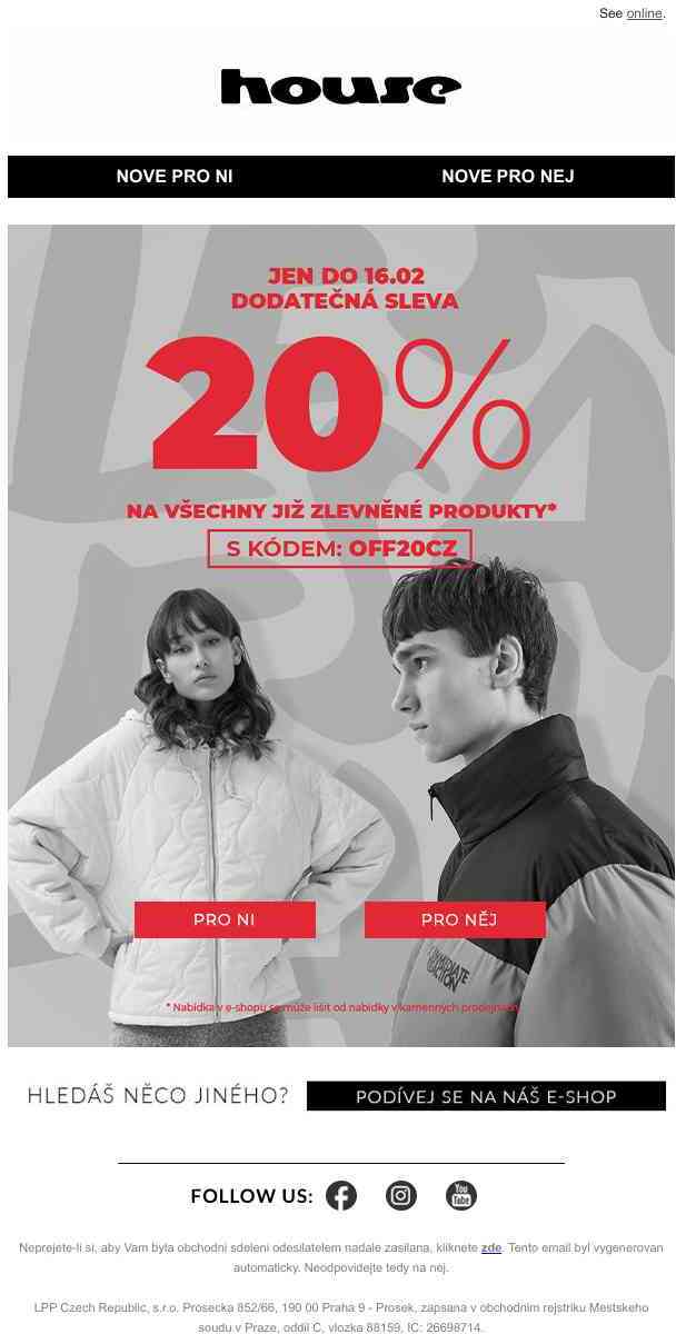 📣  -20% na zlevněné produkty! 📣