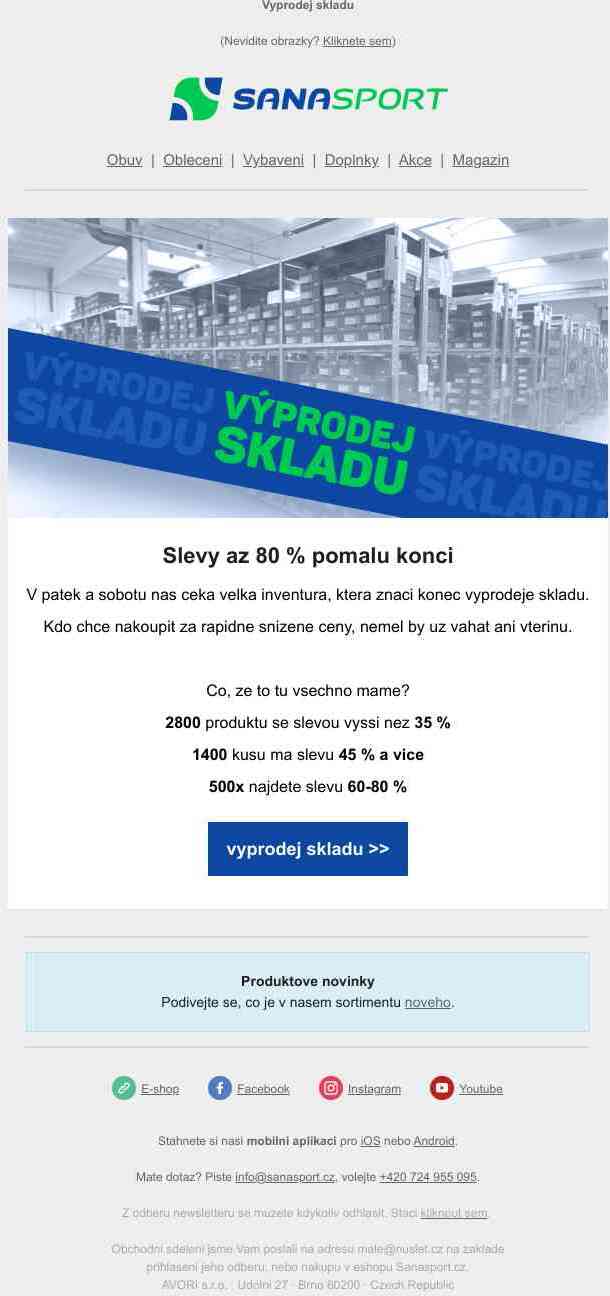 Téměř 500 kusů skladem se slevou 60-80 %