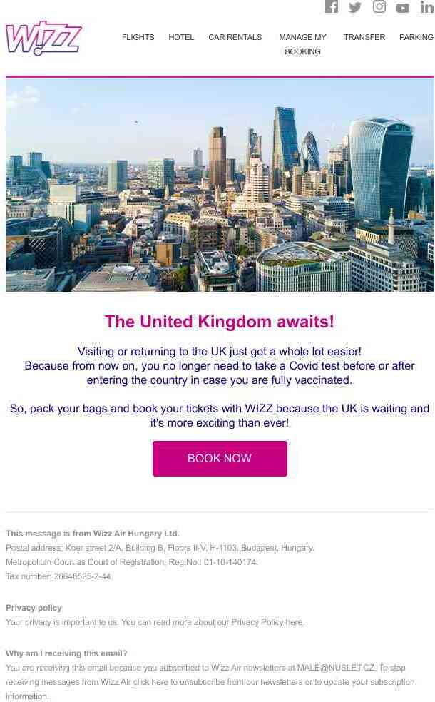 Restriction ease in the UK – book your flight now with WIZZ