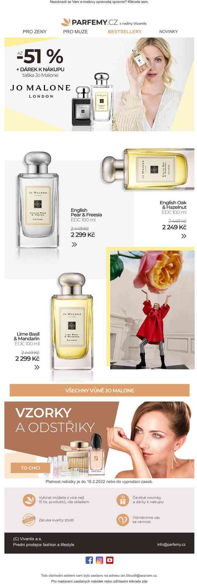 Vůně Jo Malone se slevou až 51 % + dárek »