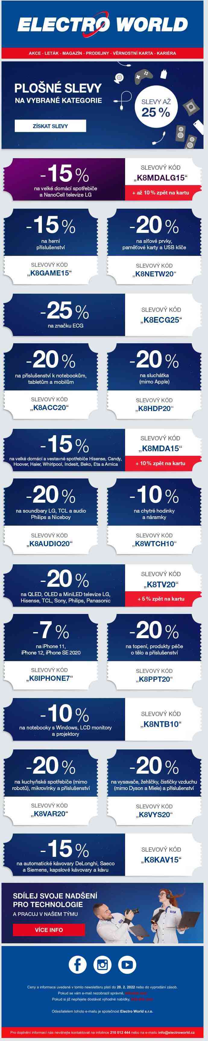 Výhodné dodatečné slevy až 25 % na vybrané kategorie a značky, vyberte si.