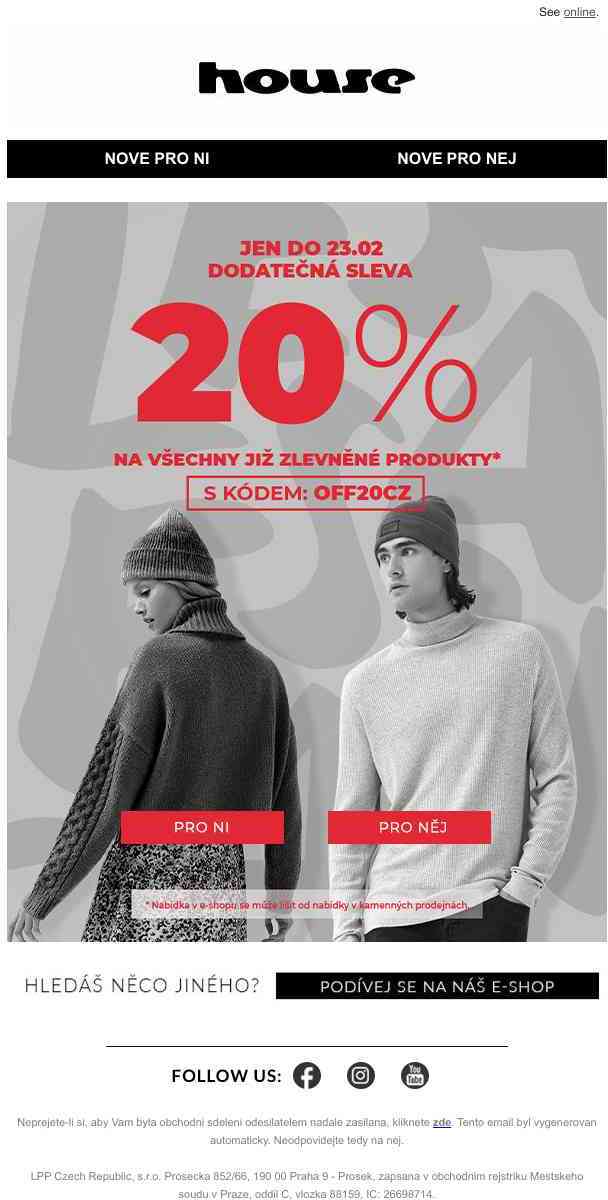 🔔  -20% na zlevněné produkty!