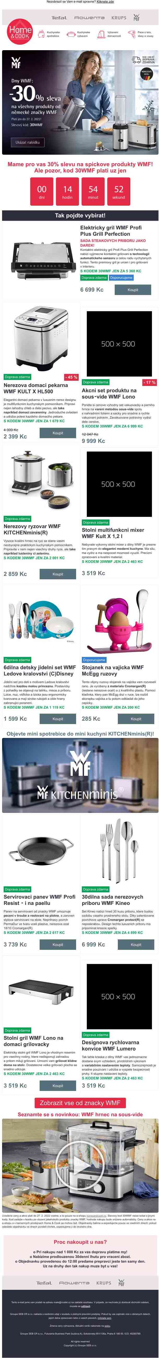 📅 UŽ JEN DNES! 30% sleva na WMF