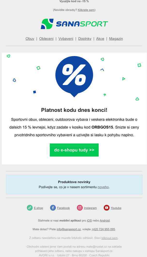 -15 % na všechno umí tento slevový kód