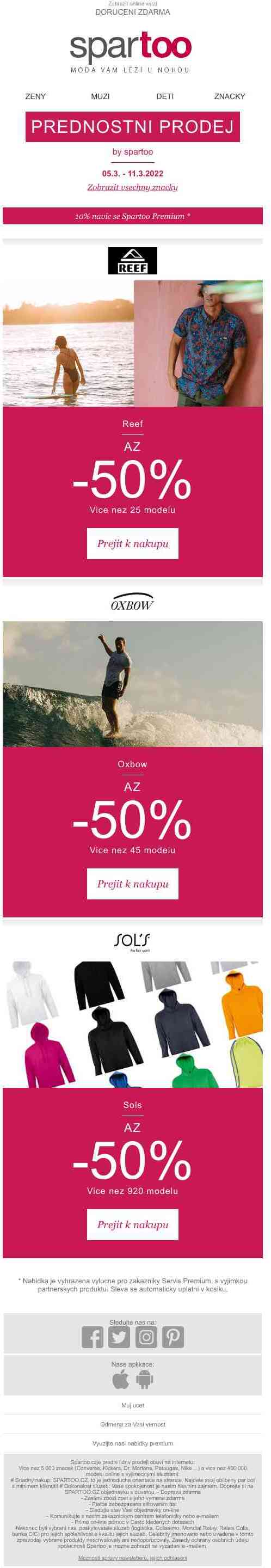 Užívejte si až -50% na Reef, Oxbow a Sols a doručení zdarma